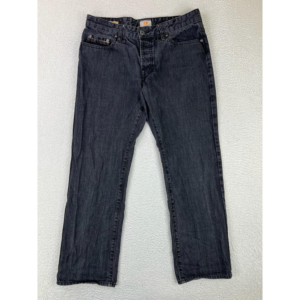 Hugo Boss Orange Jeans Mens 34x30 Black Regular Straight Denim Pants Dark Wash